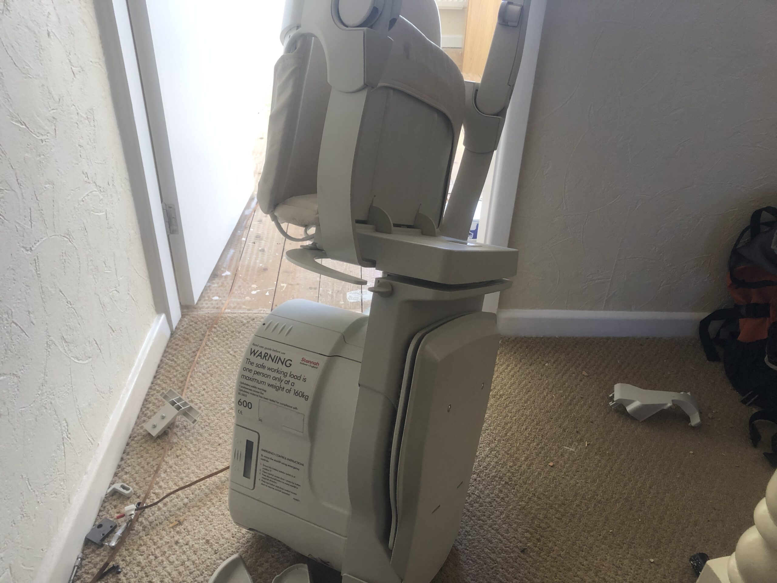 a stannah 600 stairlift having been removed
