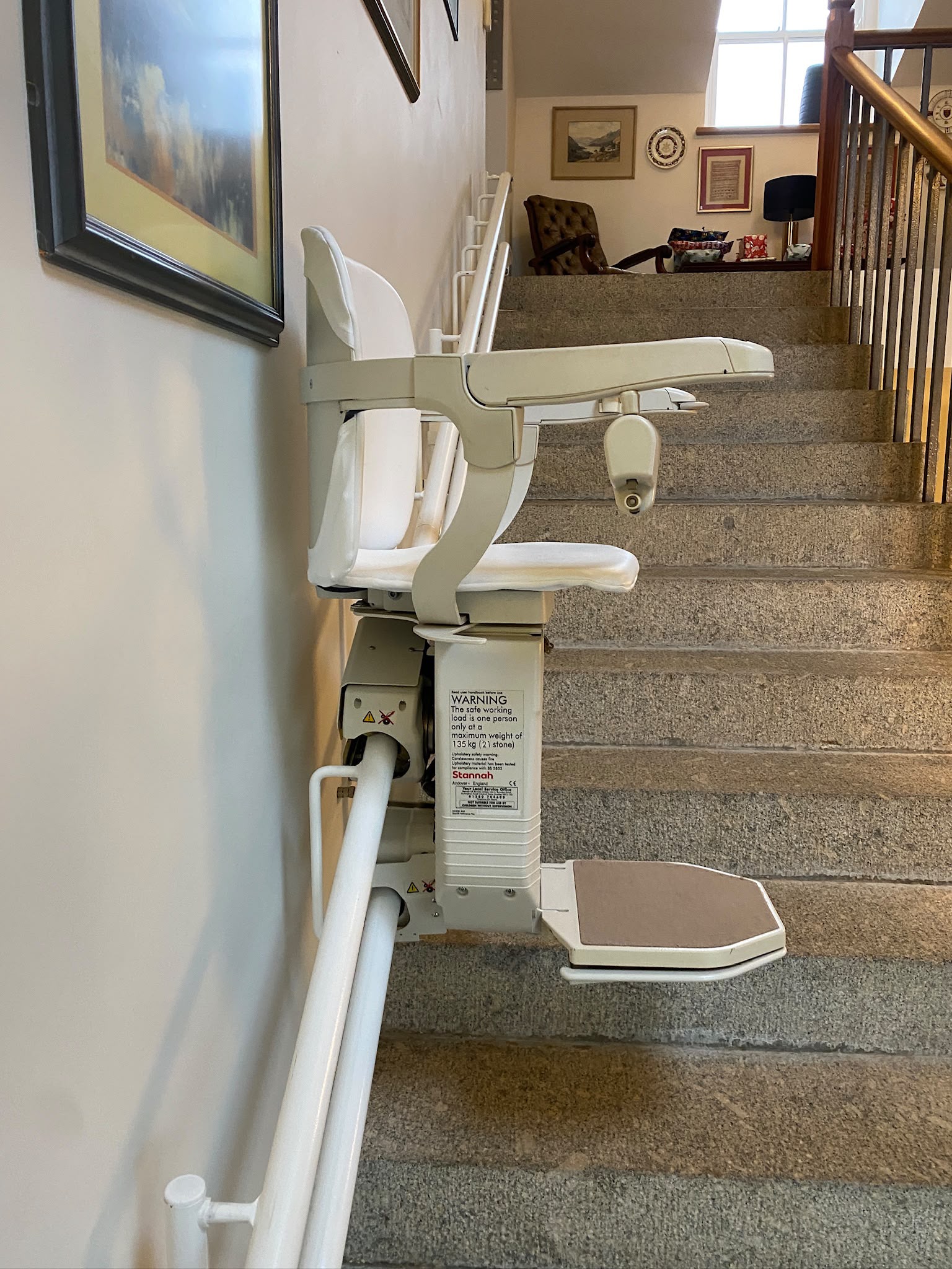 stairlift installation on floating stairs